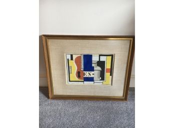 Modern Wood Block Print With Vibrant Colors, Unsigned