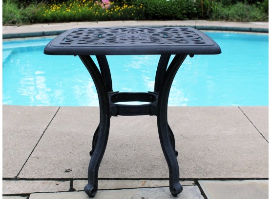 A Cast Aluminum Outdoor Cocktail Table