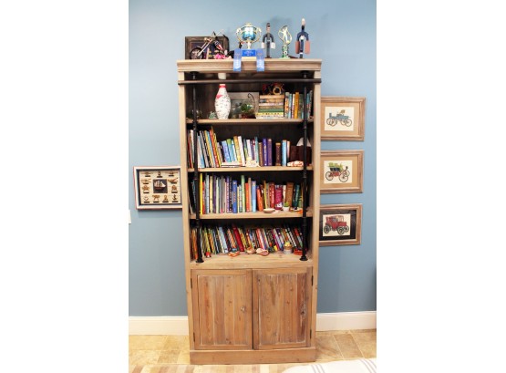 A Wood And Industrial Metal Cabinet And Shelf Unit By ABC Carpet And Home