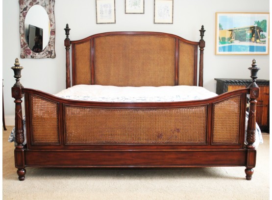 A Mahogany And Cane King Bedstead With Brass Finials By Apropos Furniture