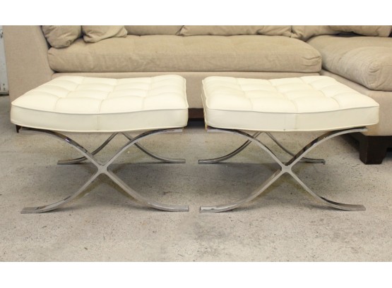 A Pair Of Vintage Barcelona Ottomans By Knoll Furniture