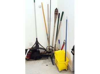 Rakes, A Mop Bucket And More Garage Tools