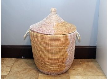 A Modern Hamper With Geometric Weaving Motif By Serena & Lily