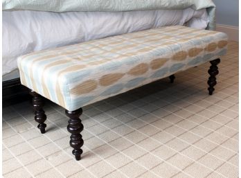 A Turned Leg Upholstered Bench By Ballard Designs