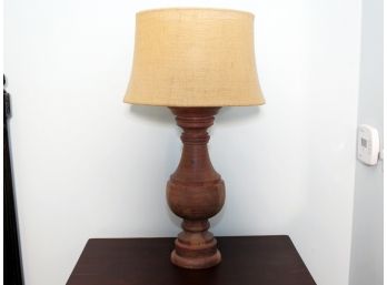 A Turned Wood Lamp By Pottery Barn