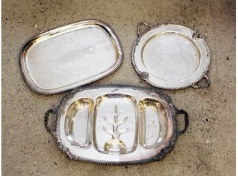 A Trio Of Vintage Silverplate Serving Platters