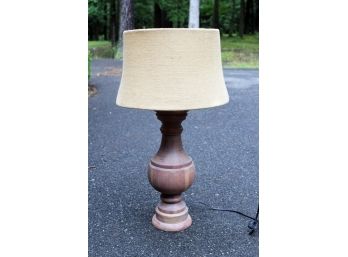 A Turned Wood Lamp By Pottery Barn