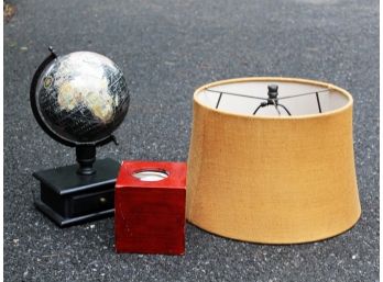 A Decor Trio - Globe, Drum Shade, Tissue Holder