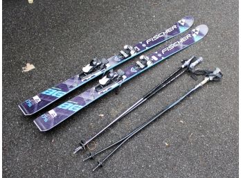 A Pair Of Fischer Motive86 Skis And Poles