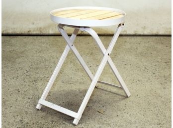 A Modern Folding Metal And Wood Cocktail Table