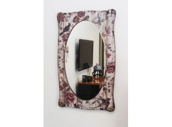 A Hand Painted Rustic Wood Framed Mirror