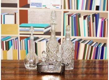 A Trio Of Crystal Decanters And More