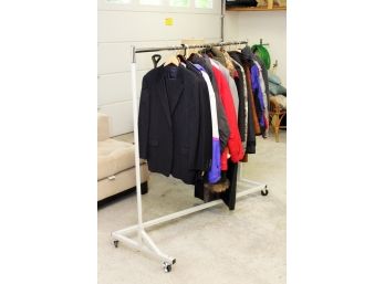 A Castered Metal Clothes Rack (No Clothing)