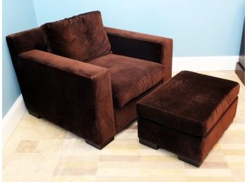 A Down Stuffed Modern Chair And Ottoman In Chocolate Microfiber By McCreary Modern For ABC Carpet And Home