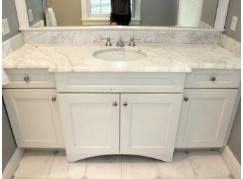 A Gorgeous Marble Top Vanity, With Nickel Fittings And Kohler Sink