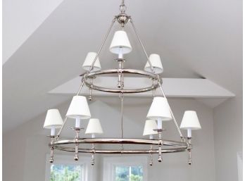An Amazing Large Polished Nickel Chandelier By Restoration Hardware