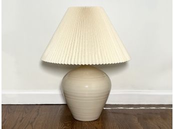 A Glazed Ceramic Lamp By Pottery Barn