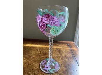 A Set Of 6 Hand Painted Wine Goblets