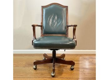 A Leather And Nailhead Trimmed Executive Chair - AS IS