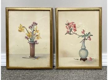 A Pair Of Vintage Still Life Watercolor Prints