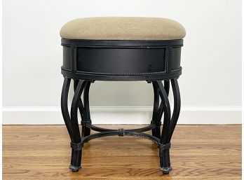 A Metal Upholstered Vanity Seat, Or Footstool
