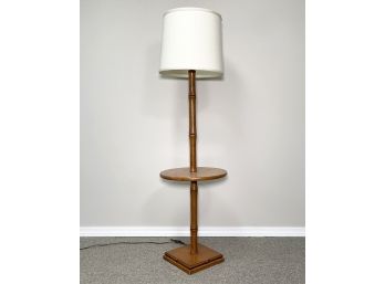 A Vintage Wood Lamp/Side Table Combo