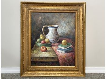 A Vintage Oil On Canvas Still Life, Unsigned
