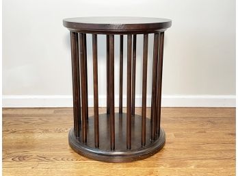 A Modern Oak Column Form Side Table