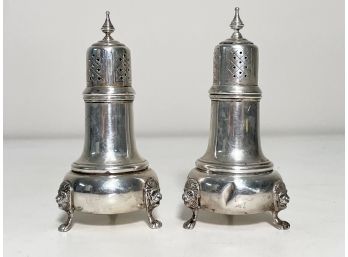 A Pair Of Antique Sterling Silver Salt & Pepper Shakers