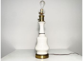 A Vintage Brass And Ceramic Lamp