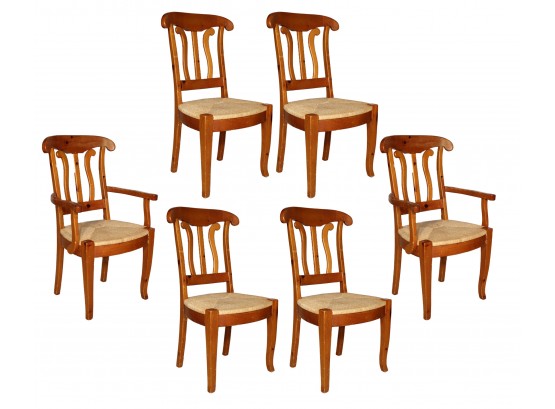 A Set Of 6 Rush Seated Irish Pine Dining Chairs - The Wexford Collection' MSRP $3200