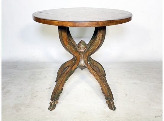 A Carved Wood Side Table