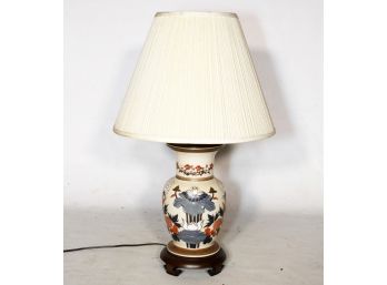 A Chinoiserie Lamp On Rosewood Base
