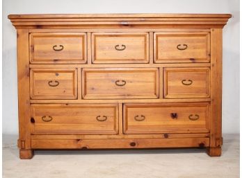 A Large Paneled Pine Chest Of Drawers By Lane Furniture