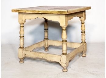A Vintage Wood Tile Top Side Table