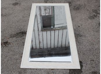 A Large, Beveled Glass Rustic Wood Framed Full Length Mirror