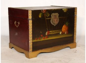 A Painted Asian Chest With Nailhead Trim