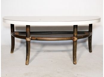 A Vintage Low Rattan Console With Formica Top By Ficks Reed