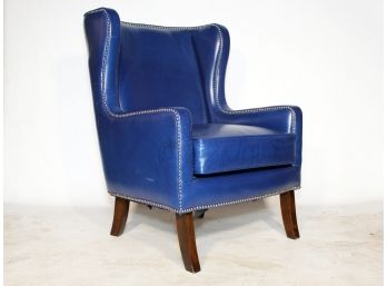 A Fabulous Vintage Leather Wingback Chair With Nailhead Trim