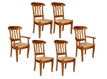A Set Of 6 Rush Seated Irish Pine Dining Chairs - The Wexford Collection' MSRP $3200