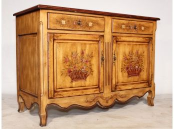 A Paneled Wood French Provincial Console Cabinet Or Buffet