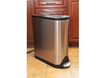 A Simplehuman Stainless Steel Trash Can