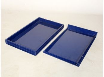 A Pair Of Lacquered Cocktail Trays - Blue