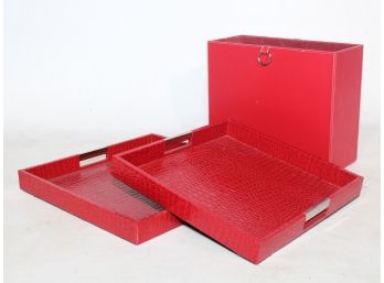 Large Snakeskin Cocktail Trays And A Leather Letter Box