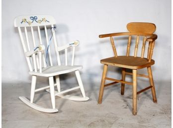 A Pair Of Wood Children's Chairs
