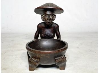 A Primitive Carved Exotic Hard Wood Vessel, Possibly African