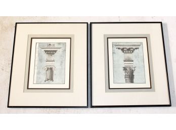 A Pair Of Framed Architectural Drawings