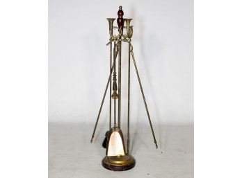 A Set Of Vintage Brass Fireplace Tools
