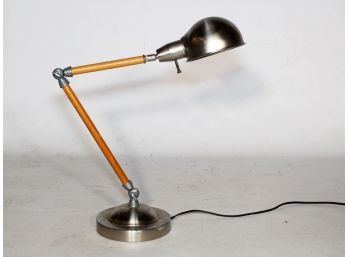 A Wood And Chrome Desk Lamp