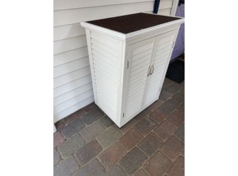 White Outdoor Cabinet With Shelf